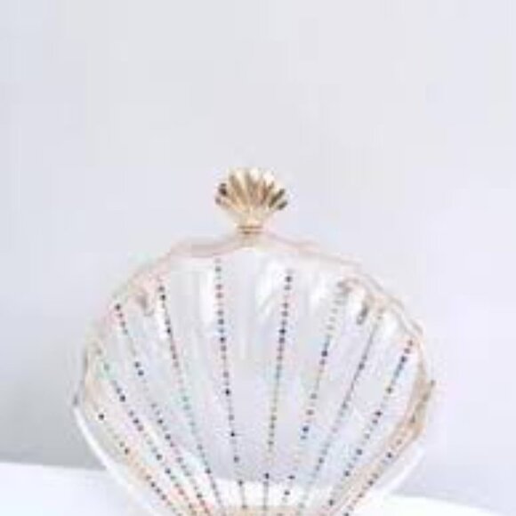 Mini Rhinestone & Bead Decor Transparent Dome Women's Clear Crossbody Handbag - Picture 6 of 11